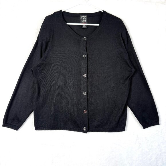 Jacque And Koko Together Wool Blend Cardigan Sweater Womens 14 / 16 Black - Picture 1 of 7